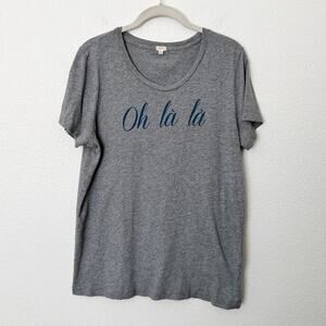 [J. Crew] Gray Oh La La Graphic Print Round Neck Short Sleeve T-Shirt Size XL